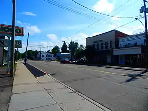 Downtown Cherry Creek with NY 83 running through the center.