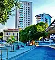 On the left is Eleftheria square, and on the right is Solomou Square.