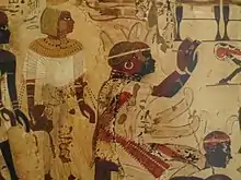 Nubian Prince Hekanefer bringing tribute for King Tut, 18th Dynasty, Tomb of Huy