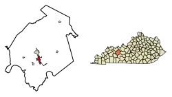 Location of Beaver Dam in Ohio County, Kentucky.
