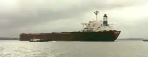 The bulk carrier Peene Ore on the river Elbe in February 2000