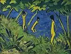 Landscape with Yellow Nudes, c. 1919, oil on burlap, 70.2 x 90.8&nbsp;cm, MoMA
