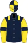 Dark blue, yellow epaulets, yellow sleeves, dark blue armlets, dark blue and yellow quartered cap