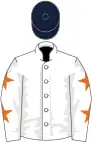 WHITE, orange stars on sleeves, dark blue cap
