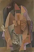 1913, Femme assise dans un fauteuil (Eva), Woman in a Chemise in an Armchair, oil on canvas, 149.9 × 99.4&nbsp;cm (59 × 39 in), Leonard A. Lauder Cubist Collection, Metropolitan Museum of Art