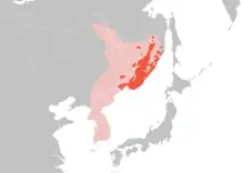 alt=Siberian tiger distribution
Modern-day range
Range in the late 1800s