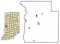 Location of Bloomingdale in Parke County, Indiana.