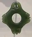 A kākā pōria, a bird leg ring used to fasten decoy birds used in hunting.