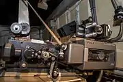 Digital optical penthouse readers fitted to the top of the mechanism chassis.  Clockwise from left: 35mm Dolby Digital (threaded), 70mm DTS and 35mm SDDS.