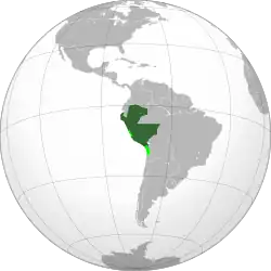 Peru in 1881
The territory outside of Lima and the south was nominally administered by the collaborationist government of Miguel Iglesias.From November 2, 1879 onwards, the Peruvian territories of Tacna, Arica and Tarapacá were under the absolute control of the administration of the Chilean Army.From January 17, 1881 onwards, the department of Lima was under the absolute control of the administration of the Chilean Army.The maritime space and the Peruvian islands such as the Lobos de Afuera&nbsp;[es] and Lobos de Tierra islands remained under the administration of the Chilean Navy.Tarapacá, Tacna and Arica  would remain occupied until the treaties of Ancón (1883) and Lima (1929).