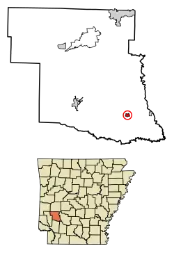 Location of Delight in Pike County, Arkansas.