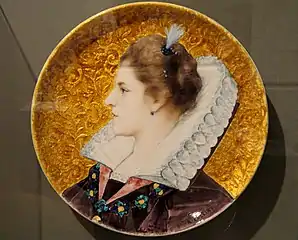Plate painted by Raphaël Collin, Théodore Deck's workshop c. 1880