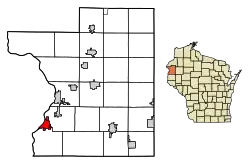 Location of Osceola in Polk County, Wisconsin.