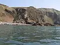 Portayew bay, Kirklauchline Promontory fort to the left at Camp Bay South.