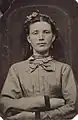 Portrait of a young Norwegian woman in the US, partly tinted, c. 1856–1900