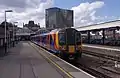 The blue symbolised medium distance services, such as the Southampton Central to Portsmouth & Southsea.