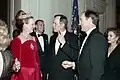 Queen Margrethe II wearing a gown by Bender on a state visit to the United States, 1991
