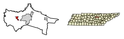 Location of Baxter in Putnam County, Tennessee.