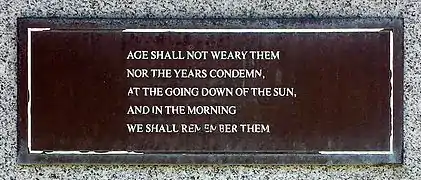 Plaque on back