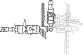 A diagram showing how the arm was used to relocate Kvant-2.