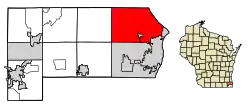 Location of Caledonia in Racine County, Wisconsin