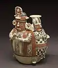 Effigy bottle; 200 BCE 500 CE; earthenware & slip paint; height: 28.2&nbsp;cm (11.1 in.), diameter: 20.5&nbsp;cm (8 in.); Walters Art Museum (Baltimore, USA)