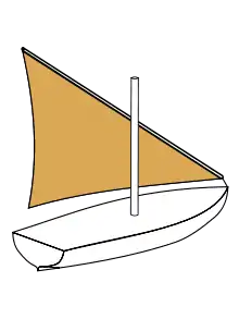 Dhow: single unstayed mast with lateen sail