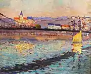 Robert Antoine Pinchon, 1904, Triel sur Seine, le pont du chemin de fer, 46 × 55 cm