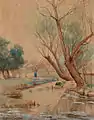 Landscape with Figure and Stream, watercolor on paper, 1897, private collection.