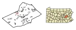 Location of Gordon in Schuylkill County, Pennsylvania.