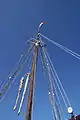 Sherman Zwicker, a wooden auxiliary schooner moored at the Maine Maritime Museum in Bath, Maine, USA