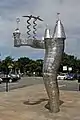 Sculpture at the station entrance by Denis O'Connor Sculpture Works
