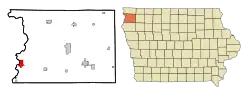 Location of Hawarden, Iowa
