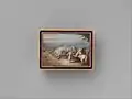 Snuffbox with four maritime scenes; Louis XIV crossing the Rhine in 1672.