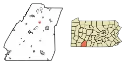 Location of Stoystown in Somerset County, Pennsylvania.