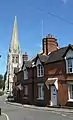 Church spire from the west