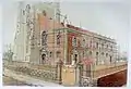 The old, brick-clad, church, immediately prior to demolition, depicted by Allen Edward Everitt in 1875