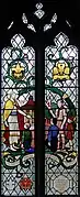 Stained-glass depiction (1952) of parish youth organisations.