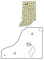 Location of San Pierre in Starke County, Indiana.