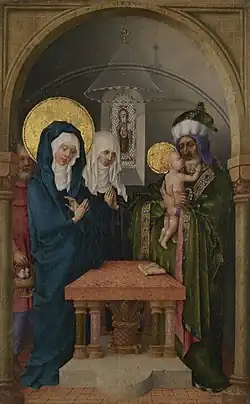 Presentation of Christ in the Temple, c. 1445, 37.6 x 23.7&nbsp;cm. Reverse of the Crucifixion. Calouste Gulbenkian Foundation, Lisbon