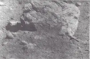 Vesicular fragment about 35&nbsp;cm across, about 7 meters from Surveyor 7