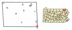 Location of Forest City in Susquehanna County, Pennsylvania.