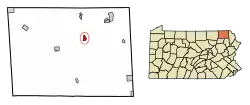 Location of New Milford in Susquehanna County, Pennsylvania.