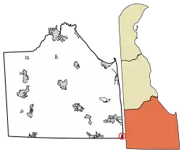 Location of Fenwick Island in Sussex County, Delaware