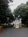 The parish war memorial in front of the church.