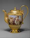 Teapot (théière Asselin), part of a breakfast service (déjeuner); 1813; hard-paste porcelain; height (with handle): 20.5&nbsp;cm; Metropolitan Museum of Art (New York City)