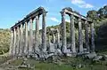 The Temple of Zeus Lepsynus, built on the site of an earlier Carian temple, 2nd century AD (probably during the reign of the emperor Hadrian), Euromos, Turkey.