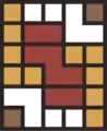 Fig. A - Structure of a “Chordeleg” table-yupana. Colouring to differentiate the compartments.
