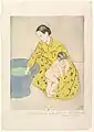 Mary Cassatt's 1890-91 drypoint etching and aquatint The Bath, 43.2&nbsp;cm ×&nbsp;30&nbsp;cm (17.0&nbsp;in ×&nbsp;11.8&nbsp;in), Metropolitan Museum of Art