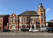A large historic pub building in Walkden called the Bull’s Head Hotel.